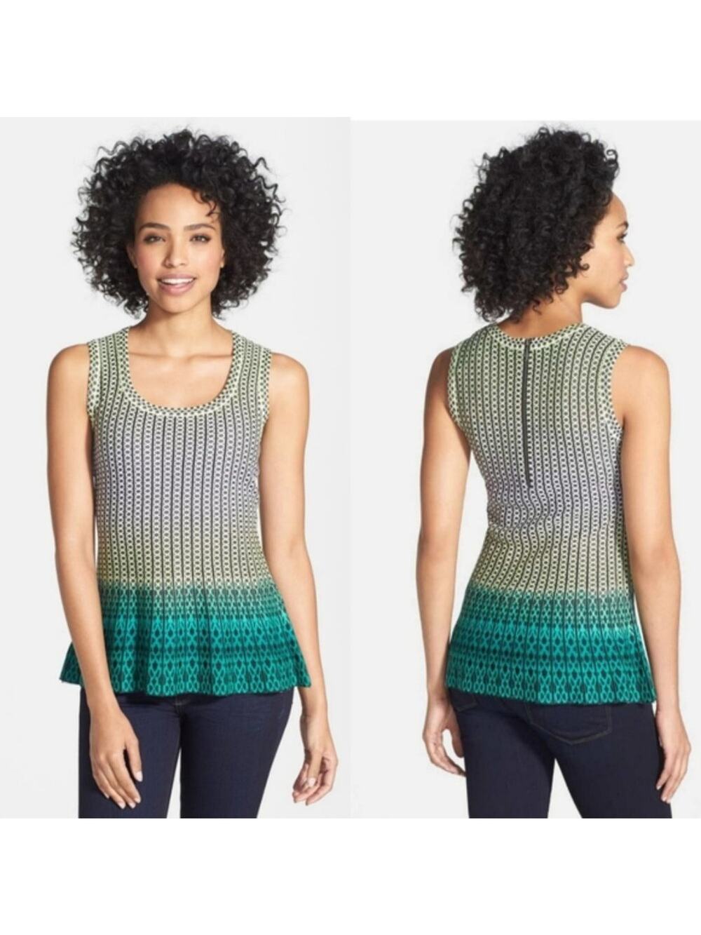 Nic+Zoe Ombré Twirl Jacquard Peplum Top Size PP